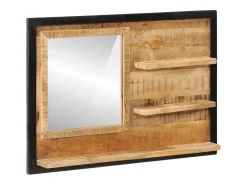 Espejo con estantes 80x8x55 cm cristal y madera maciza de mango