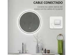 Espejo Córcega Kleankin con luz LED antivaho plata Ø60 cm
