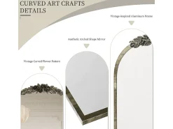 Espejo de arco de metal - L 60,5 x H 91,6 cm - Espejo de pared de diseño dorado