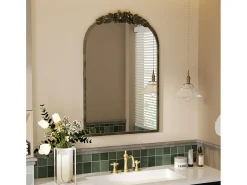 Espejo de arco de metal - L 60,5 x H 91,6 cm - Espejo de pared de diseño dorado