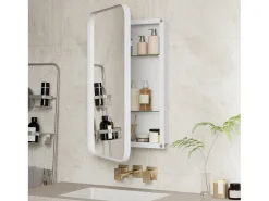 Espejo de baño - Mueble con espejo - Estante regulable - 76 x 51 cm - Blanco