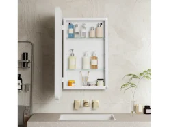Espejo de baño - Mueble con espejo - Estante regulable - 76 x 51 cm - Blanco