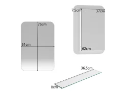 Espejo de baño - Mueble con espejo - Estante regulable - 76 x 51 cm - Blanco