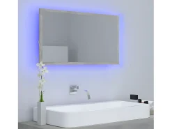 Espejo de baño acrílico gris hormigón 80x8,5x37 cm ES243846