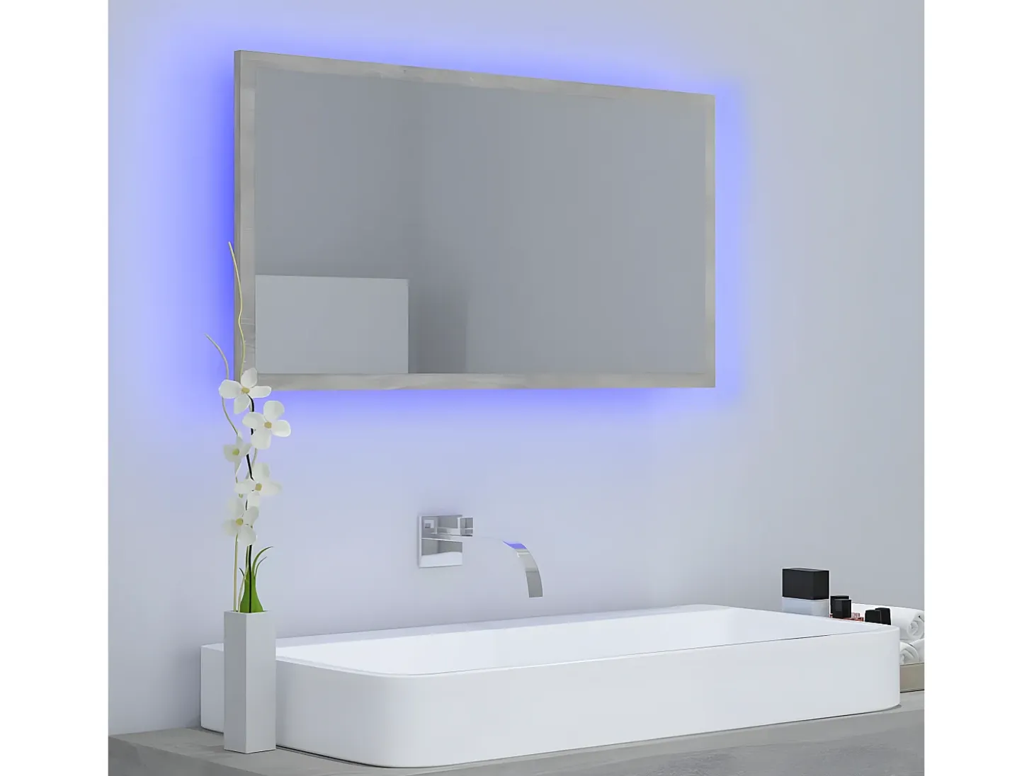Espejo de baño acrílico gris hormigón 80x8,5x37 cm ES243846