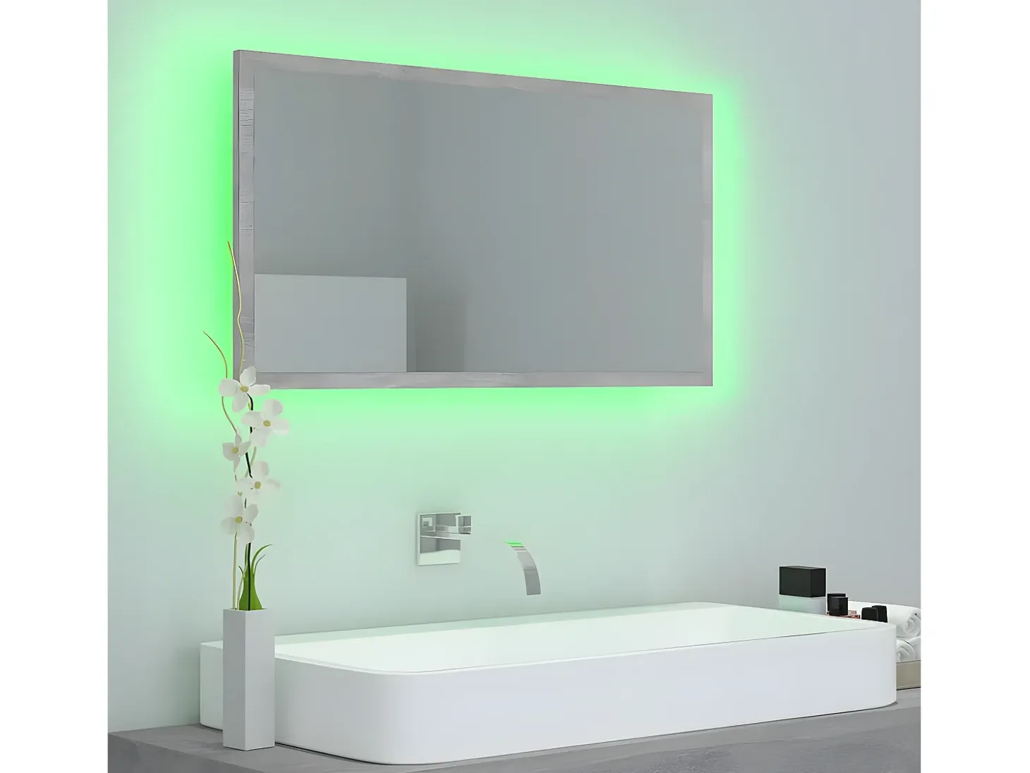 Espejo de baño acrílico gris hormigón 80x8,5x37 cm ES243846