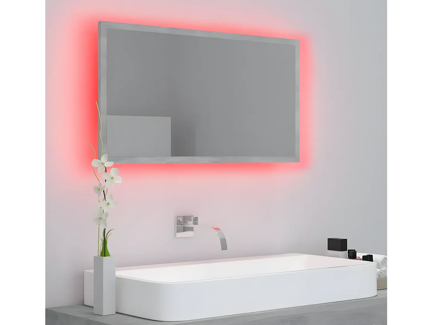 Espejo de baño acrílico gris hormigón 80x8,5x37 cm ES243846