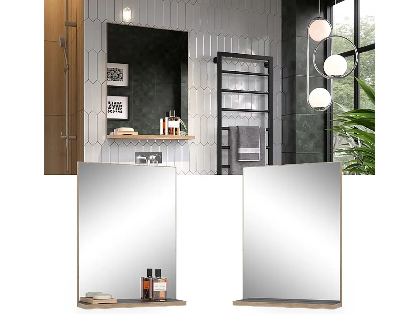 Espejo de baño antracita 60x14.6x80 niko