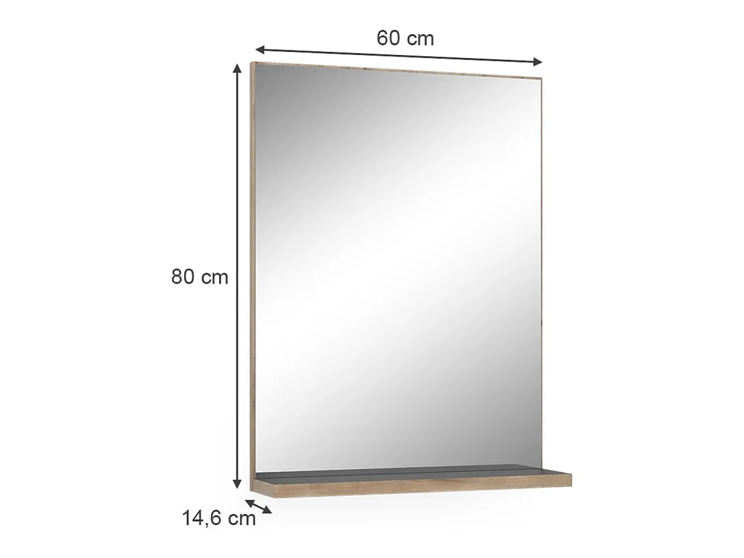 Espejo de baño antracita 60x14.6x80 niko