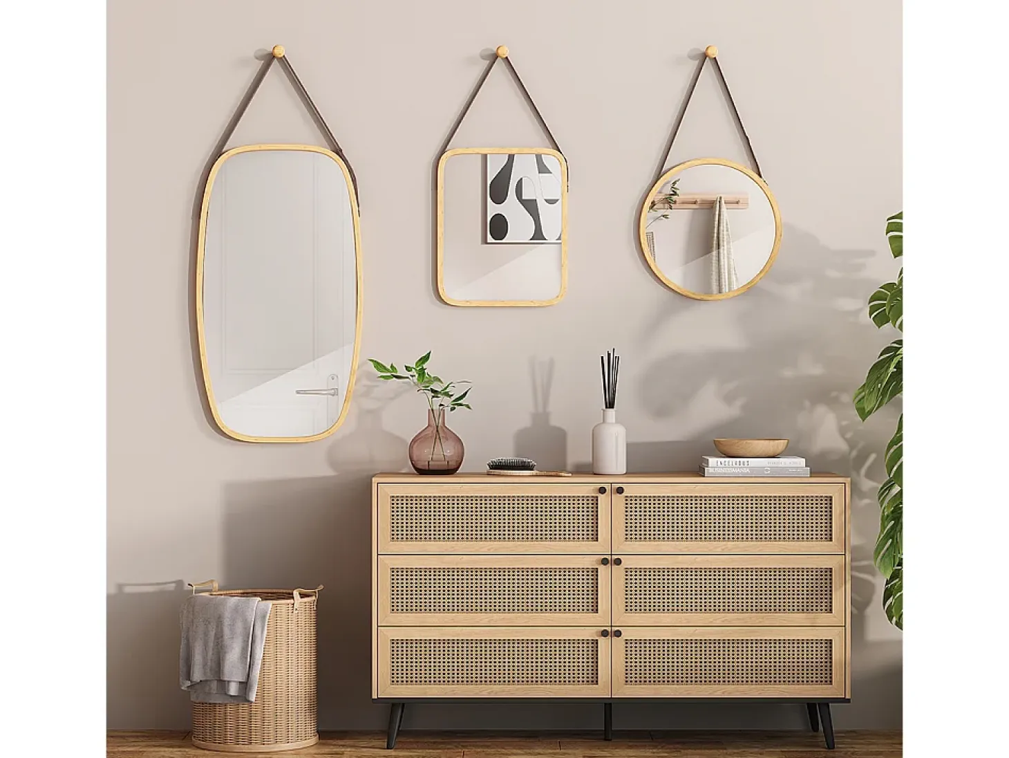 Espejo de baño bambú 44x78x1.5 mirno