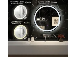 Espejo de baño blanco 70x4x70 lumos