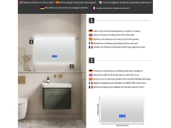 Espejo de baño con iluminación LED - 100 x 60 cm - 3 colores de luz - con indicador de temperatura