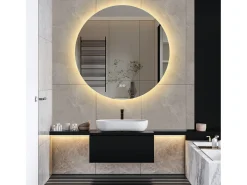 Espejo de baño con iluminación LED - 80 x 80 cm - Interruptor táctil - 3 colores de iluminación - Montaje en pared