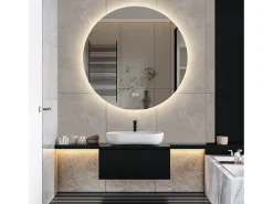 Espejo de Baño con Iluminación - Redondo Ø80 cm - Espejo de Baño LED - con Antivaho y 3 Colores Cambiantes