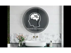 Espejo de baño con Led,70 x 70 cm, Luz led con tres colores,Con función antivaho, bluetooth , reloj digital.Marco negro, diseño contemporáneo.