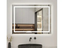 Espejo de baño con Led,80 x 60 cm, luz blanca, rectangular, Con función antivaho, memoria agapada, brillo ajustable.