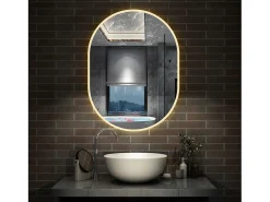 Espejo de baño con Led,50 x 100 cm, Luz led con tres colores,Con función antivaho, memoria agapada, brillo ajustable.