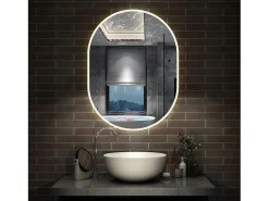 Espejo de baño con Led,50 x 100 cm, Luz led con tres colores,Con función antivaho, memoria agapada, brillo ajustable.