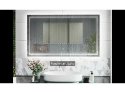 Espejo de baño con Led,100 x 60 cm, luz blanca, rectangular, Con función antivaho, memoria agapada, brillo ajustable.