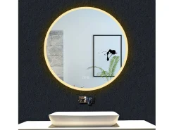 Espejo de baño con Led,60 x 60 cm, Luz led con tres colores,Con función antivaho, bluetooth, memoria agapada, y brillo ajustable.
