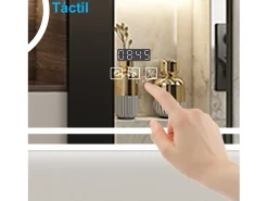Espejo de baño con Led,160 x 80 cm, Luz led con tres colores,Con función antivaho,reloj digital, bluetooth y Lupa de aumento 3x.