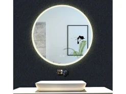 Espejo de baño con Led,70 x 70 cm, Luz led con tres colores,Con función antivaho, bluetooth, memoria agapada, y brillo ajustable.