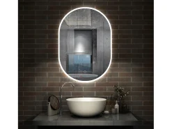 Espejo de baño con Led,45 x 90 cm, Luz led con tres colores,Con función antivaho, memoria agapada, brillo ajustable.