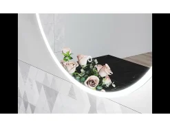 Espejo de baño con Led,45 x 90 cm, Luz led con tres colores,Con función antivaho, memoria agapada, brillo ajustable.