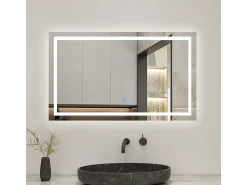 Espejo de baño con Led,120 x 80 cm, luz blanca, rectangular, Con función antivaho, memoria agapada, brillo ajustable.
