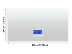 Espejo de baño de 100 x 80 cm, LED con altavoz Bluetooth, iluminación regulable, antivaho y pantalla de temperatura.