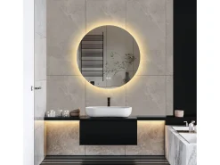 Espejo de baño, función antivaho, ajuste de brillo de tres velocidades, D80cm