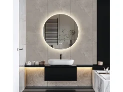 Espejo de baño, función antivaho, ajuste de brillo de tres velocidades, D80cm