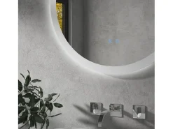 Espejo de baño iluminado con función antivaho, 3 colores de iluminación, IP44, cristal y metal, blanco (Ø70x3 cm)