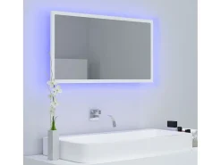 Espejo de baño LED acrílico blanco 80x8,5x37 cm ES767247
