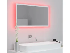 Espejo de baño LED acrílico blanco 80x8,5x37 cm ES767247
