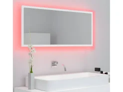 Espejo de baño LED acrílico blanco 100x8,5x37 cm ES254966