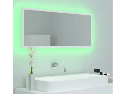 Espejo de baño LED acrílico blanco 100x8,5x37 cm ES254966
