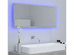 Espejo de baño LED acrílico gris hormigón 100x8,5x37 cm ES985910