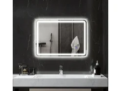 Espejo de baño LED con Bluetooth, 3 colores de luz, función de memoria, plateado (70 x 50 x 3,5 cm)