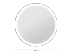 Espejo de baño LED, función táctil, antivaho, marco de aluminio, blanco (Ø60x3 cm)