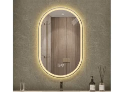 Espejo de baño LED ovalado 60x90 cm con función antivaho - Cristal plateado antivaho