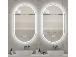 Espejo de baño LED ovalado 60x90 cm con función antivaho - Cristal plateado antivaho