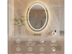 Espejo de baño LED ovalado 60x80cm con iluminación antivaho espejo de pared 60x80cm