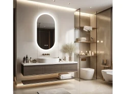 Espejo de baño LED ovalado 100x50cm espejo de pared iluminado con 3 colores ajustables 100x50cm