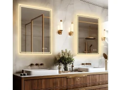 Espejo de baño LED rectangular con iluminación regulable en 3 colores 90x70cm