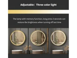 Espejo de baño LED redondo 80cm iluminación con 3 colores ajustables antivaho 80x80cm