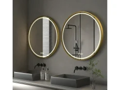 Espejo de baño LED redondo 80cm iluminación con 3 colores ajustables antivaho 80x80cm