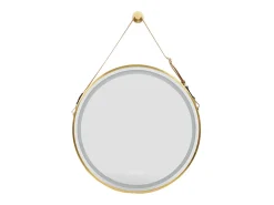 Espejo de baño LED redondo dorado con 3 colores regulables antivaho 60x60cm