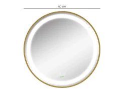 Espejo de baño LED, regulable, función memoria, aluminio, dorado (60x60 cm)