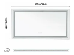 Espejo de baño LED 100x60cm espejo de pared antivaho rectangular 100x60cm